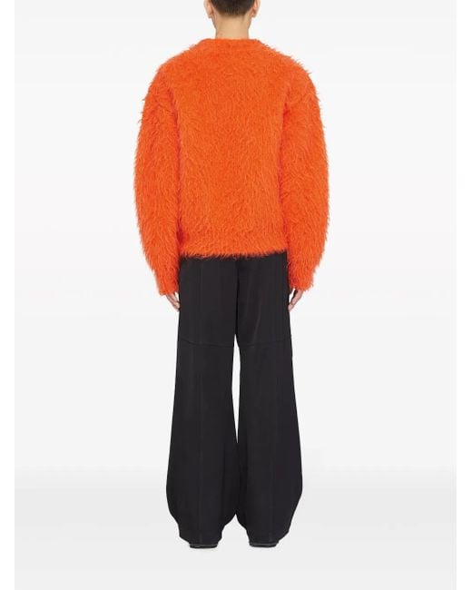 Jil Sander Orange Pull En Mohair À Effet Brossé for men