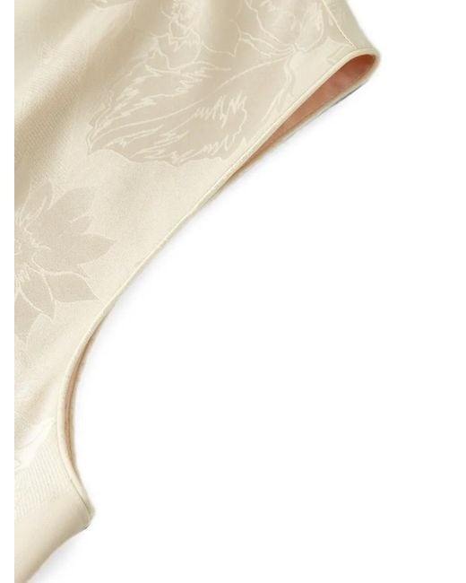 Shanghai Tang White Qipao Floral-Jacquard Top