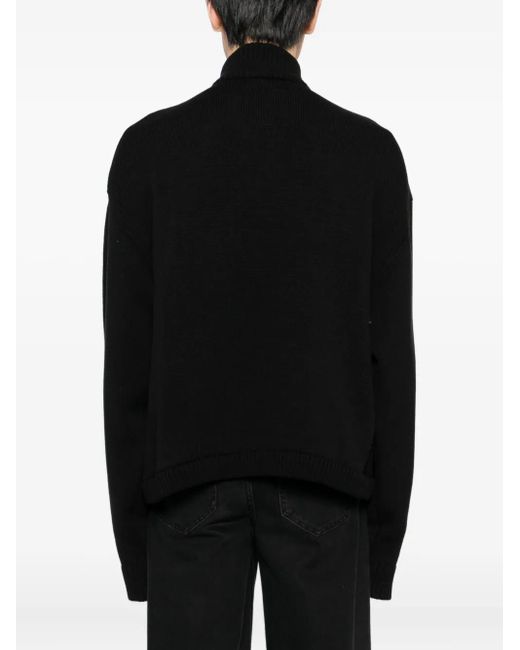 Maison Mihara Yasuhiro Black Stripe-Detail High-Neck Cardigan for men
