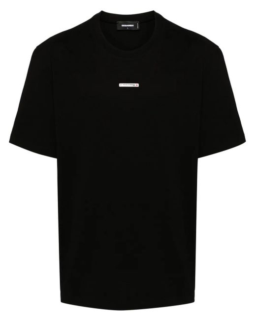DSquared² Black Logo-Patch Cotton T-Shirt for men