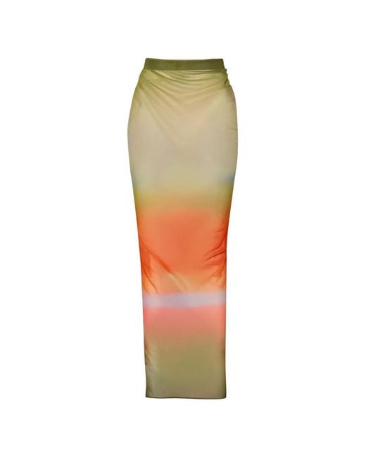 Baobab Green Nia Cascading Slit Maxi Skirt