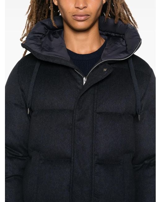 Herno Blue Brushed Puffer Jacket for men