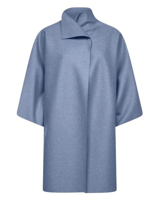 Harris Wharf London Blue Short-Sleeve Lapel Coat