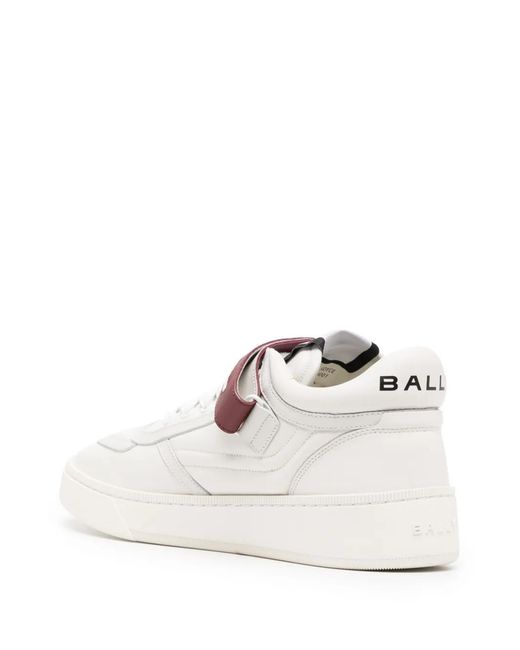 Bally White Logo-Patch Leather Sneakers for men