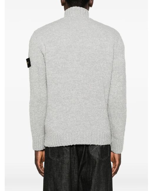 Stone Island Gray Quarter-Zip Sweater for men