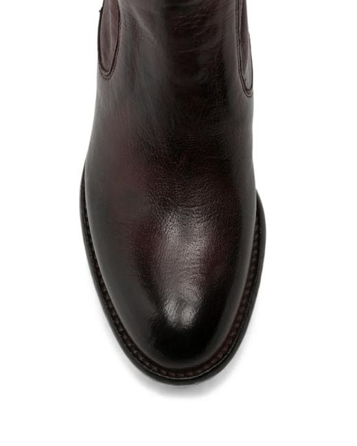 LEMARGO Brown Rear-Zip Leather Ankle Boots
