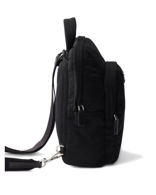 Prada Black Triangle-Logo Backpack for men