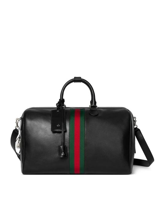Gucci Black Medium Leather Duffle Bag for men