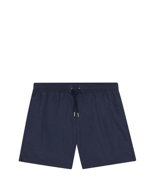 Boss Blue Monogram-Print Swim Shorts for men