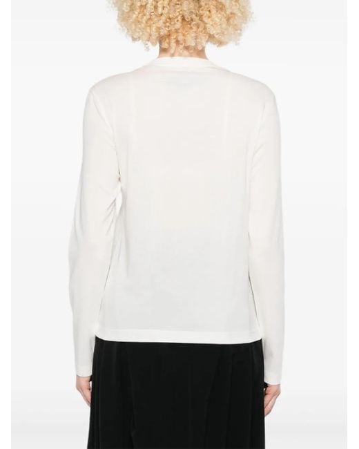 Y-3 White Long-Sleeve Crew-Neck Top