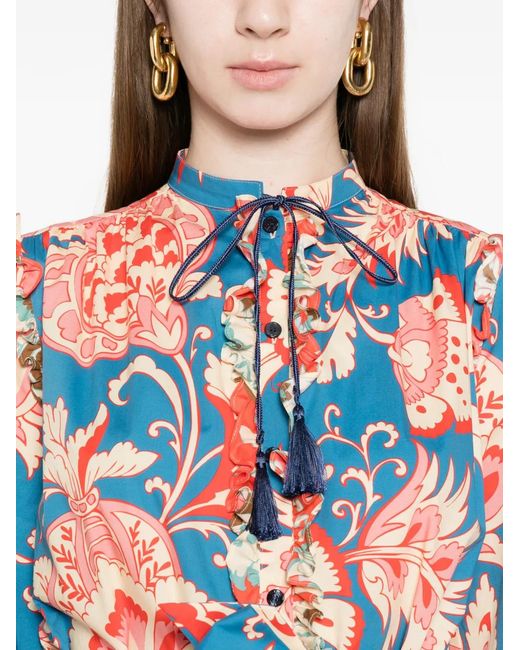 Etro White Floral Ruffled Mini Dress