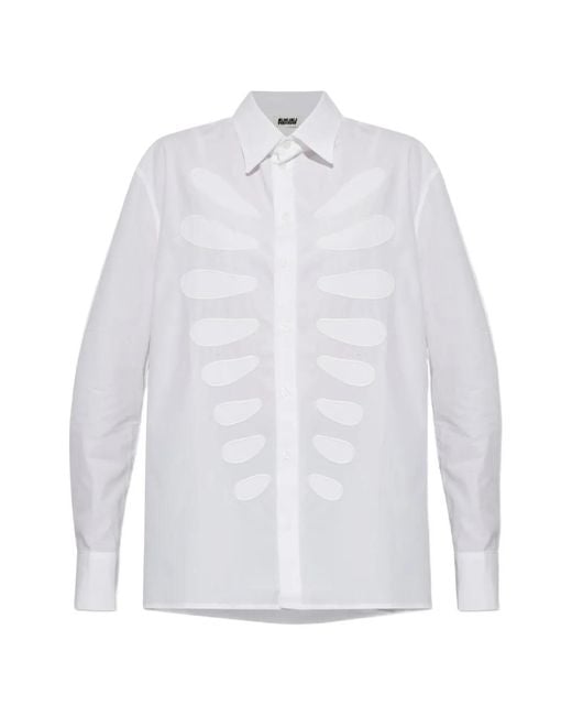 AVAVAV White Embroidered Oversize Shirt