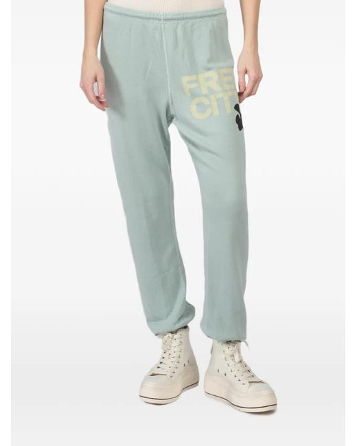 Freecity Green Logo-Print Track Pants