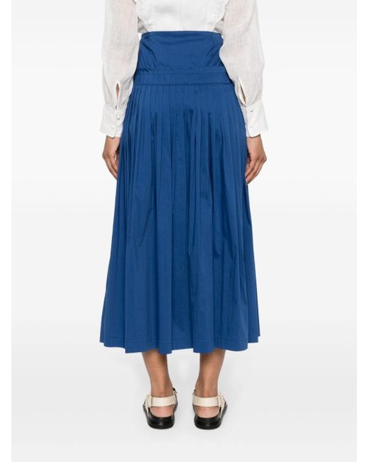 Semicouture Blue Pleat-detail Maxi Skirt