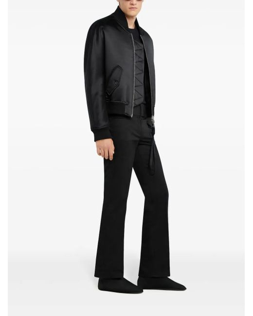Courreges Black Satin Bomber Jacket for men