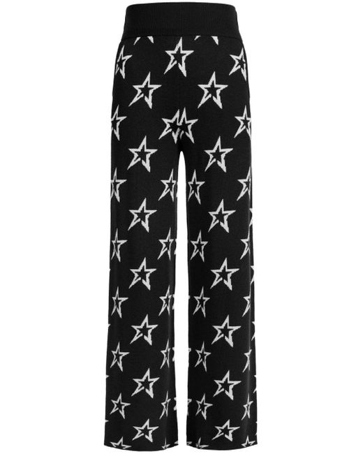 Perfect Moment Black Chalet Embroidered-Logo Knitted Trousers