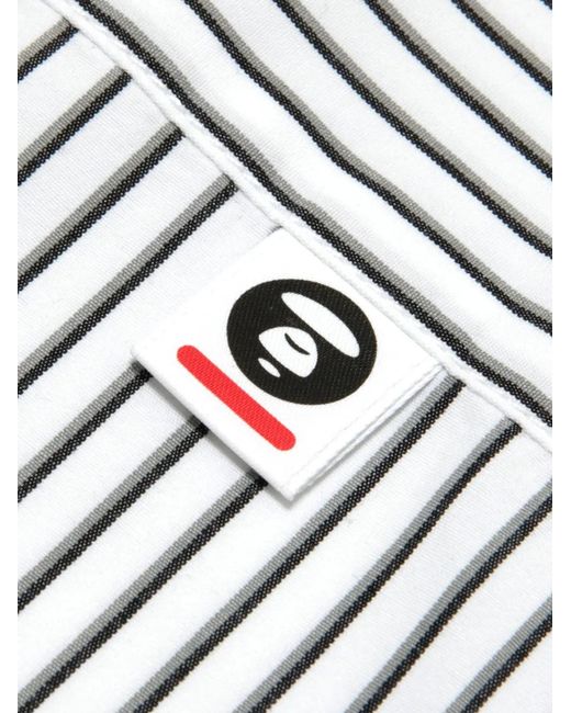 Aape By A Bathing Ape White Striped Patch Shirt for men