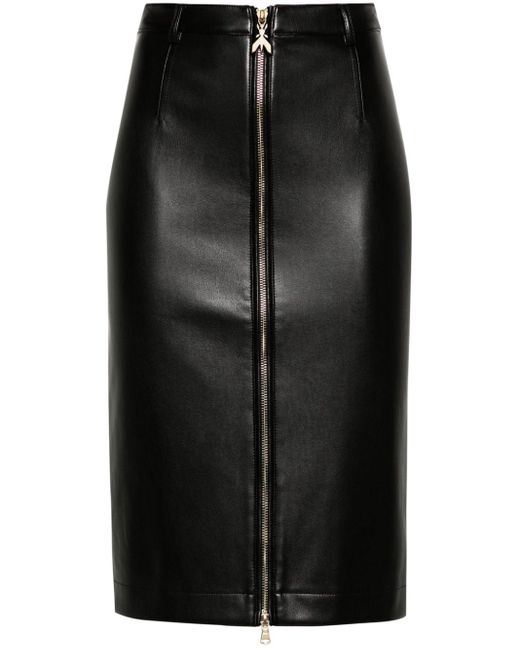 Patrizia Pepe Black Faux-leather Midi Skirt