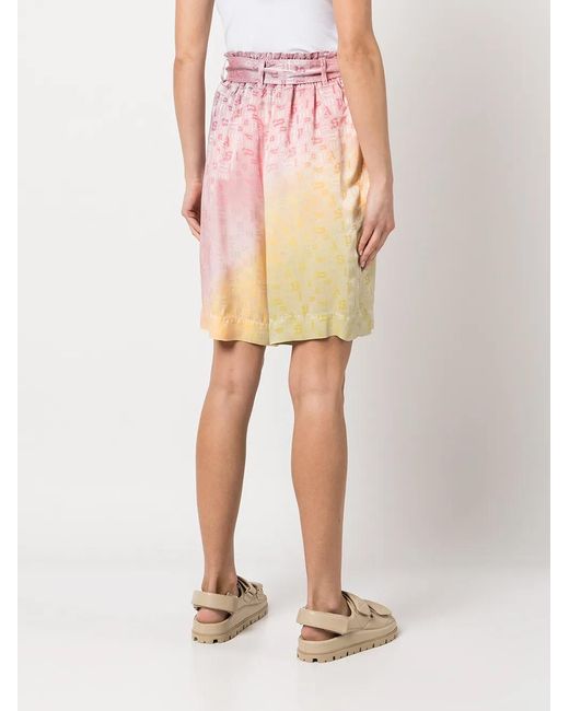 Palm Angels Pink Monogram-Print Tied-Waist Shorts