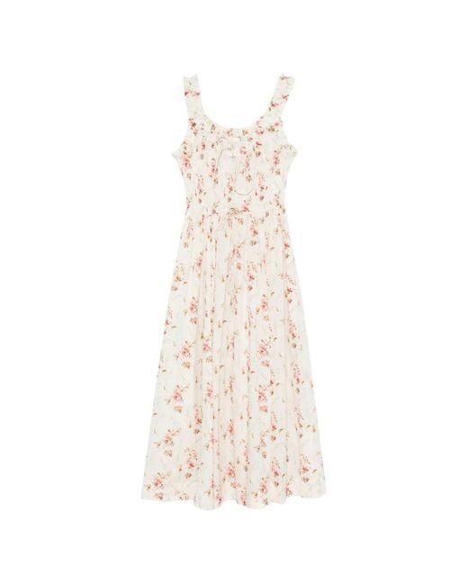 Doen White Emmaretta Floral-Print Midi Dress