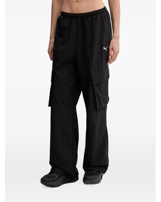 PUMA Black Logo-Embroidered Track Pants