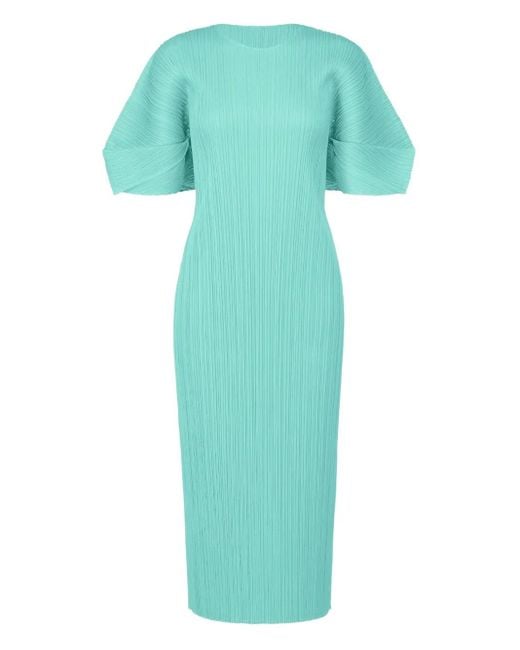 Pleats Please Issey Miyake Pleated Puff-Sleeve Dress in Green | Lyst Pleats Please Issey Miyake Pleated Puff-Sleeve Dress in Green | Lyst