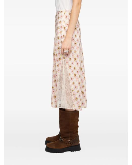 Zadig & Voltaire Natural Jayla Floral-Print Midi Skirt
