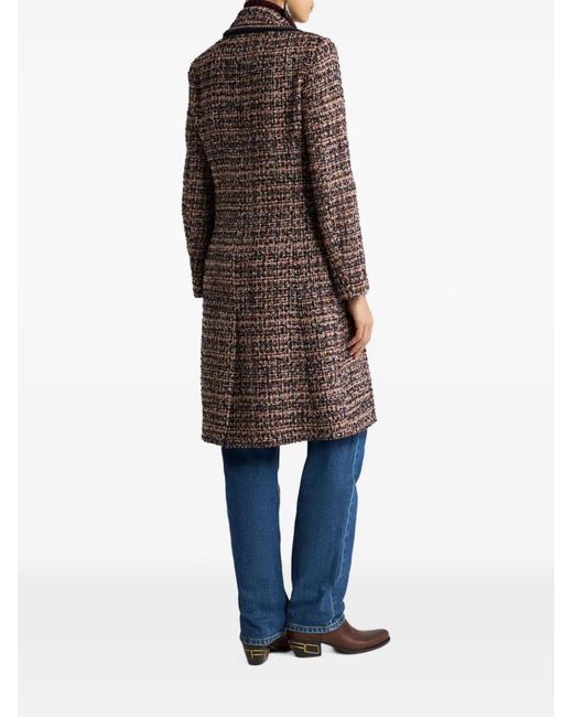 Etro Brown Multicoloured Tweed Coat