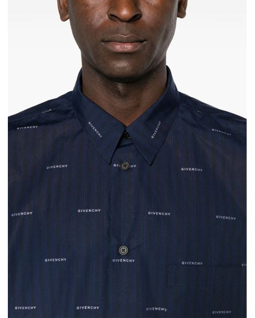 Chemise en coton à logo imprimé Givenchy pour homme en coloris Blue