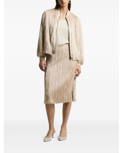 Peserico Natural Fringe-Detail Midi Skirt