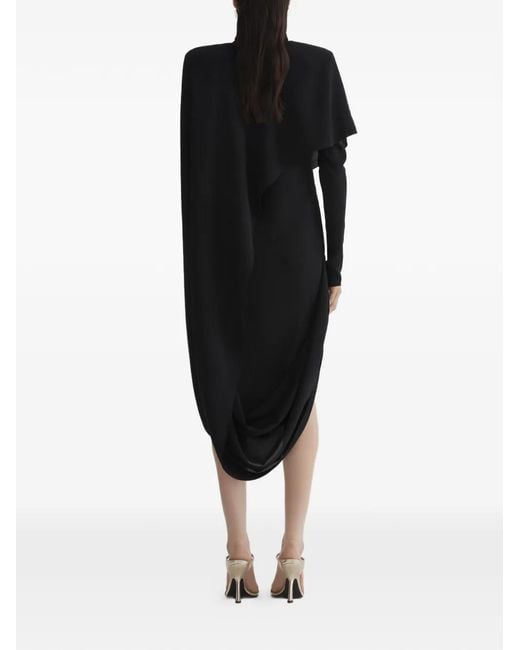 Mugler Black Asymmetric Roll-Neck Dress