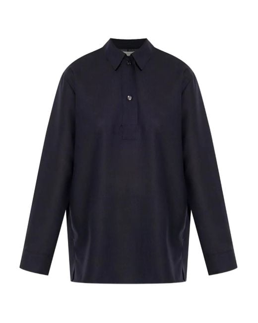 Studio Nicholson Blue Pinole Wool Polo Top
