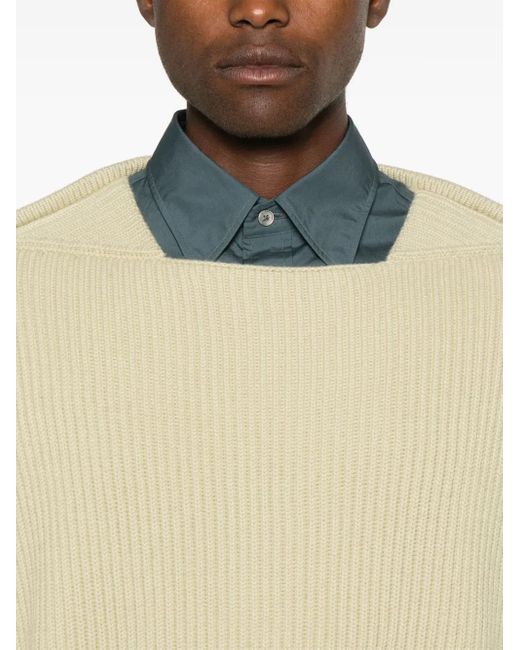 Jil Sander Natural Ribbed Sweater for men