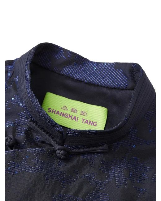 Shanghai Tang Blue Floral-Print Dress