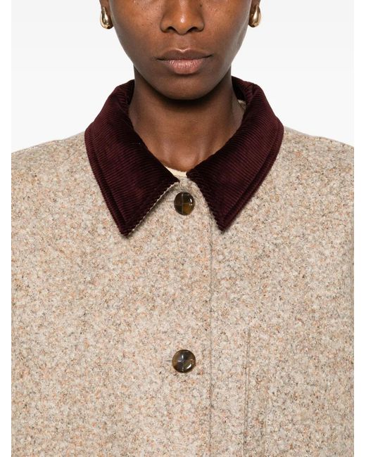 Blazé Milano Natural Clelia Corduroy-Collar Wool Jacket