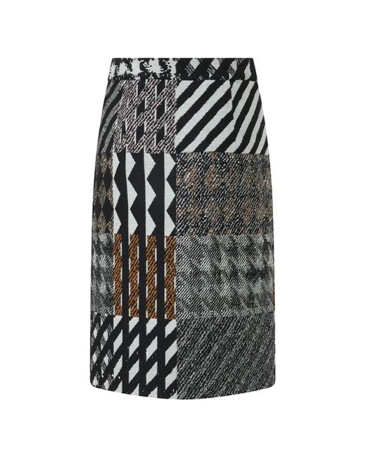 Moschino Gray Patchwork Button-Front Midi Skirt