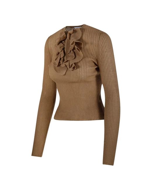 Nude Natural Ruffled Ribbed Blouse
