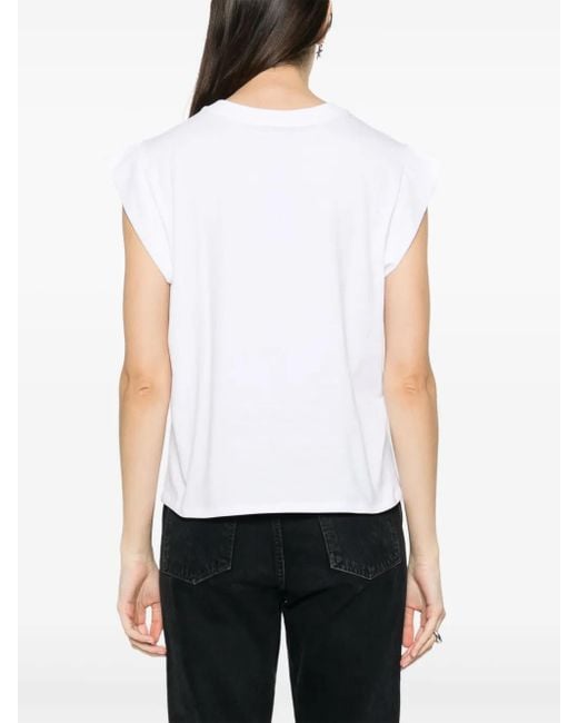 Twinset White Embroidered-Logo Sleeveless T-Shirt