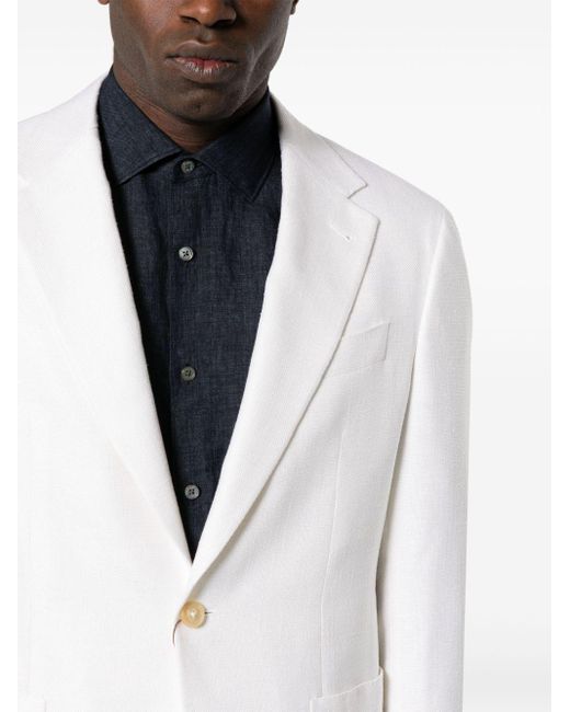 Canali White Single-Breasted Silk Blazer for men