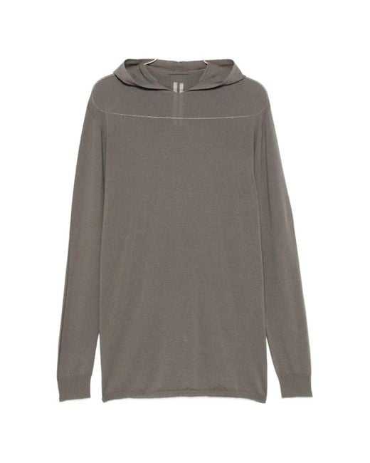 Rick Owens Gray Oversized Fine-Knit Hoodie for men