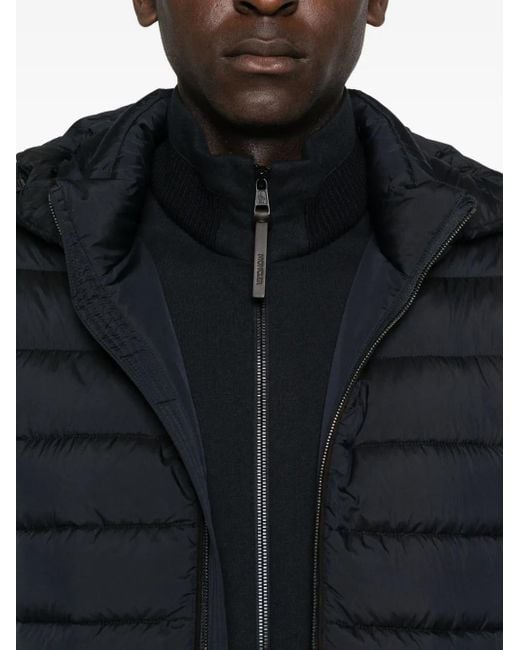 Moorer Black Hooded Quilted Jacket for men