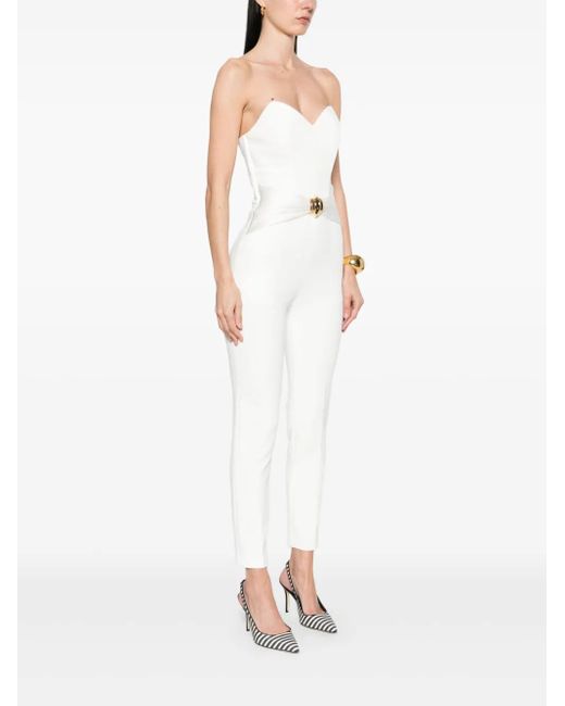 Elisabetta Franchi White Bow-detail Crepe Jumpsuit