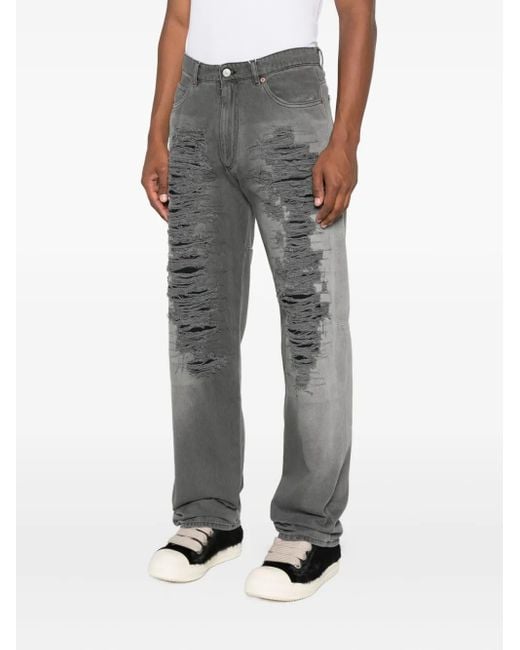 MM6 by Maison Martin Margiela Gray Distressed-Frayed Jeans for men