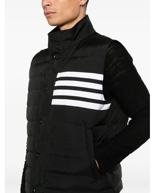 Thom Browne Black Ripstop Down-Filled 4-Bar Gilet for men