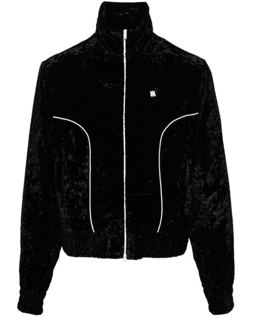 Amiri Black Crushed-velvet Track Jacket for men