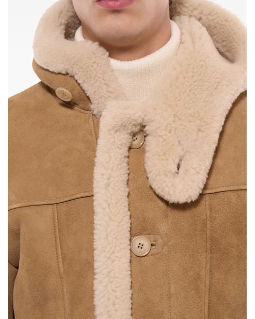 Fursac Natural Hooded Shearling Coat for men