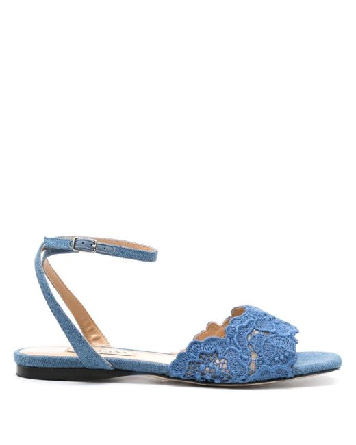 Arteana Blue Floral-lace Strap Sandals