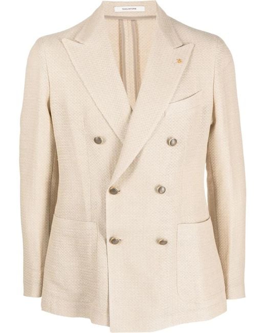 Tagliatore Natural Double-Breasted Peak-Lapels Blazer for men