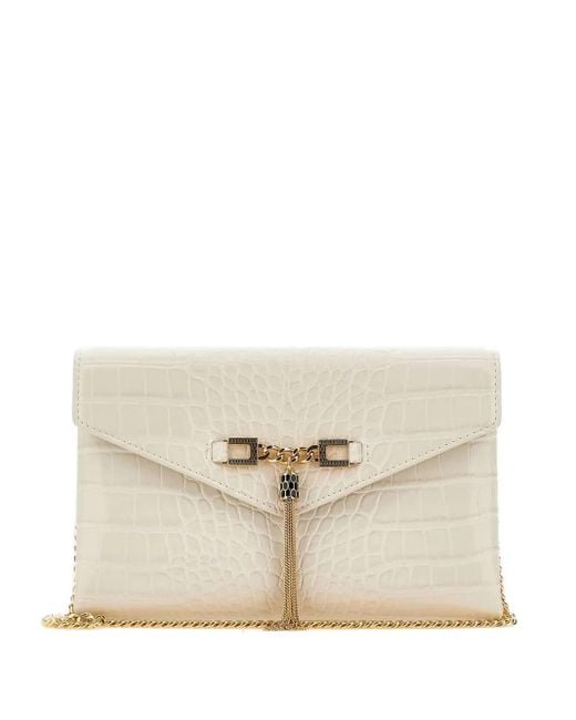 Bolso de mano con relieve de piel de cocodrilo Elisabetta Franchi de color Natural