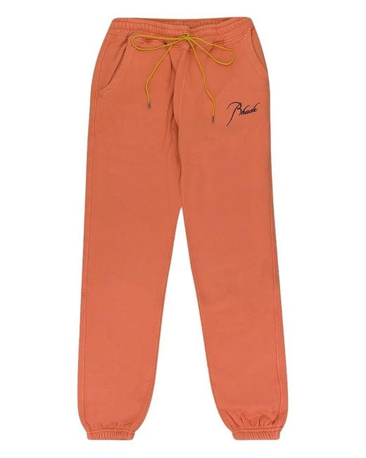 Rhude Orange Drawstring-Fastening Track Pants for men